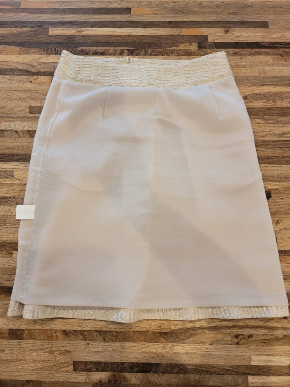 Talbots Petite Metallic Jacquard Skirt Cream/Gold - Picture 10 of 12